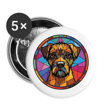 Border Terrier chien race aquarelle Illustration - Lot de 5 grands badges (56 mm) - blanc - Devant