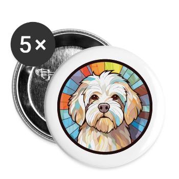 Bouledogue Français chien race aquarelle Illustration - Lot de 5 grands badges (56 mm) - blanc - Devant
