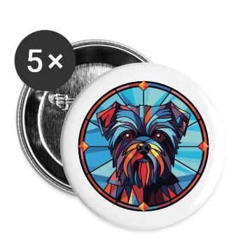 Affenpinscher race de chien Illustration à l’aquarelle - Lot de 5 grands badges (56 mm) - blanc - Devant