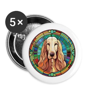 Lévrier afghan race chien illustration à l’aquarelle - Lot de 5 grands badges (56 mm) - blanc - Devant
