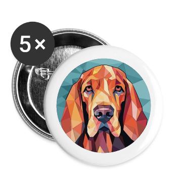Bluthund Hunderasse Aquarell Glas Illustration - Buttons groß 56 mm (5er Pack) - Weiß - Vorne