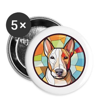 Bull Terrier chien race aquarelle Illustration - Lot de 5 grands badges (56 mm) - blanc - Devant