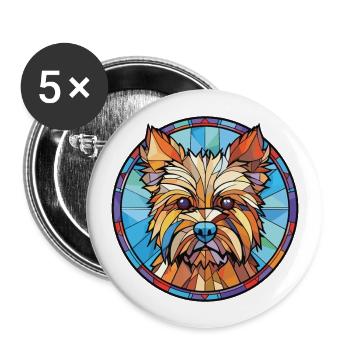 Cairn Terrier Hunderasse Aquarell Illustration - Buttons groß 56 mm (5er Pack) - Weiß - Vorne