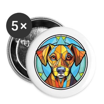 Illustration à l’aquarelle de race de chien de spitz finlandais - Lot de 5 grands badges (56 mm) - blanc - Devant