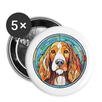 Deutsch Drahthaar Vorstehhund Rasse Aquarell - Buttons groß 56 mm (5er Pack) - Weiß - Vorne