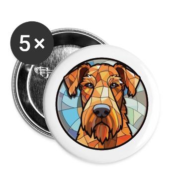 Airedale Terrier Chien Race Illustration à l’aquarelle - Lot de 5 grands badges (56 mm) - blanc - Devant