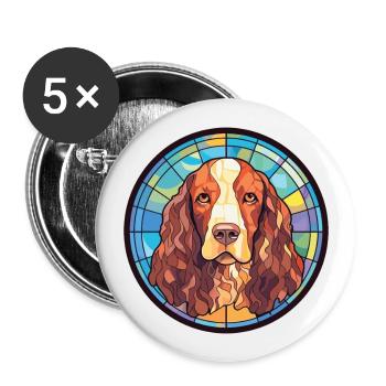 Amerikanischer Wasserspaniel Hunderasse Aquarellglas - Buttons groß 56 mm (5er Pack) - Weiß - Vorne