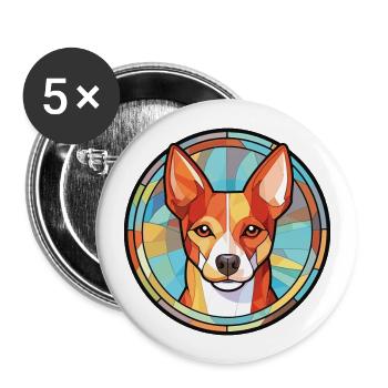Basenji Dog Breed Colorful Watercolor Illustration - Buttons large 2.2''/56 mm (5-pack) - white - Front