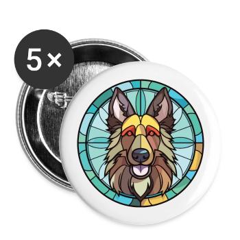 Belgian Tervuren Dog Breed Watercolor Illustration - Buttons large 2.2''/56 mm (5-pack) - white - Front
