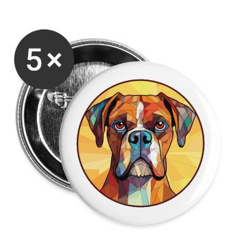 Boxer-Hundsrasse Bunte Aquarell-Illustration - Buttons groß 56 mm (5er Pack) - Weiß - Vorne