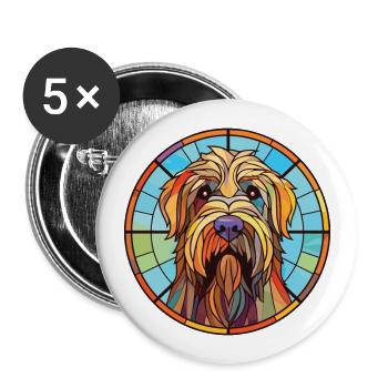 Briard Dog Breed Colorful Watercolor Illustration - Buttons large 2.2''/56 mm (5-pack) - white - Front
