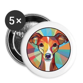 Italian Greyhound Dog Breed Colorful Watercolor - Buttons large 2.2''/56 mm (5-pack) - white - Front