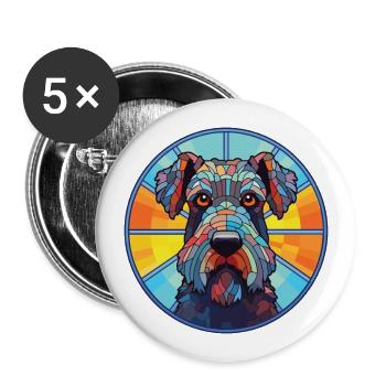 Kerry Blue Terrier Hunderasse buntes Aquarell - Buttons groß 56 mm (5er Pack) - Weiß - Vorne