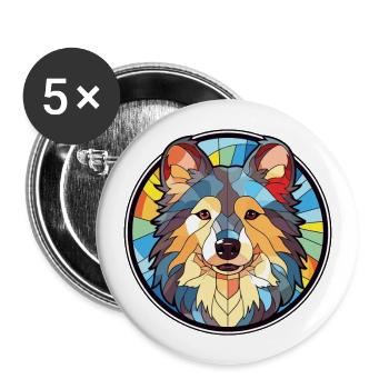 Illustration à l’aquarelle de race de chien chien chien allemand - Lot de 5 grands badges (56 mm) - blanc - Devant