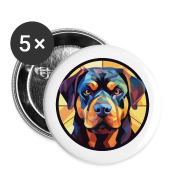 Rottweiler chien race aquarelle verre Illustration - Lot de 5 grands badges (56 mm) - blanc - Devant