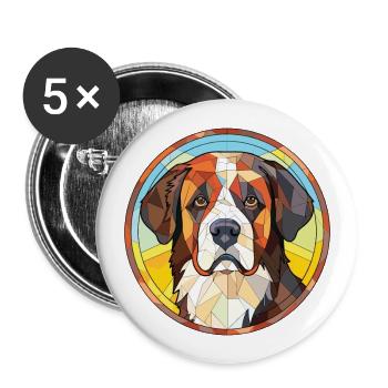 St Bernard chien race aquarelle verre Illustration - Lot de 5 grands badges (56 mm) - blanc - Devant