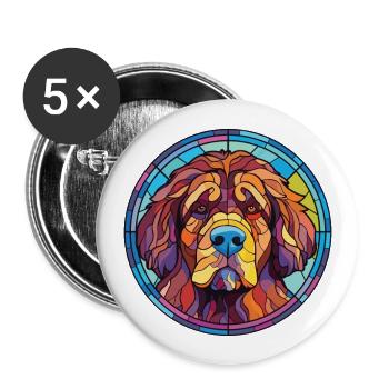 Dogue tibétain chien race aquarelle Illustration - Lot de 5 grands badges (56 mm) - blanc - Devant