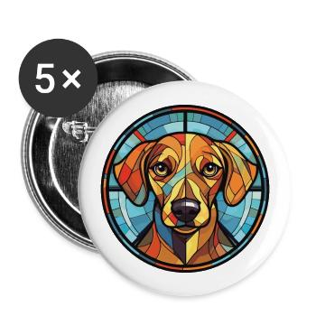 Mudie chien race coloré aquarelle Illustration - Lot de 5 grands badges (56 mm) - blanc - Devant