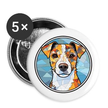 Parson Russell Terrier Dog Breed Watercolor Glass - Buttons large 2.2''/56 mm (5-pack) - white - Front
