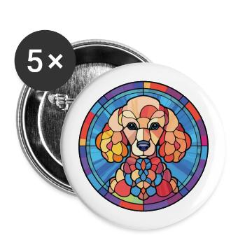 Caniche chien race coloré aquarelle Illustration - Lot de 5 grands badges (56 mm) - blanc - Devant