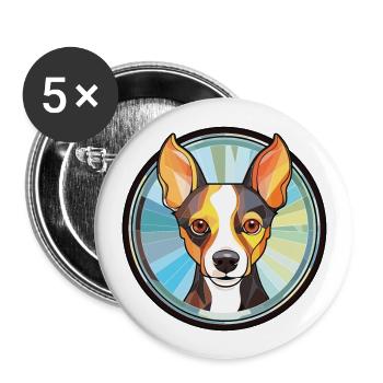 Ratterrier-Hunderasse Aquarell-Illustration - Buttons groß 56 mm (5er Pack) - Weiß - Vorne