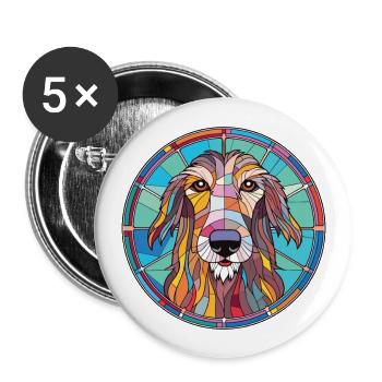 Lévrier écossais chien race aquarelle colorée - Lot de 5 grands badges (56 mm) - blanc - Devant