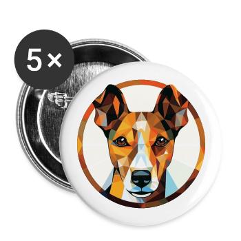 Glatte Foxterrier-Hunderasse buntes Aquarell - Buttons groß 56 mm (5er Pack) - Weiß - Vorne