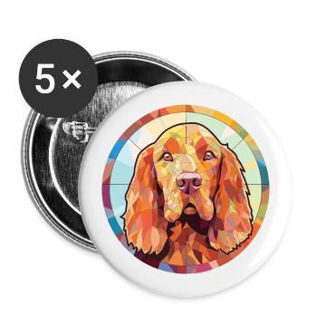 Sussex Spaniel Dog Breed Watercolor Illustration - Buttons large 2.2''/56 mm (5-pack) - white - Front