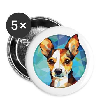 Toy Fox Terrier Dog Breed Watercolor Illustration - Buttons large 2.2''/56 mm (5-pack) - white - Front