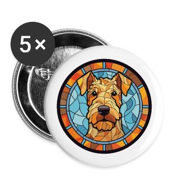 Lakeland Terrier chien race aquarelle Illustration - Lot de 5 grands badges (56 mm) - blanc - Devant