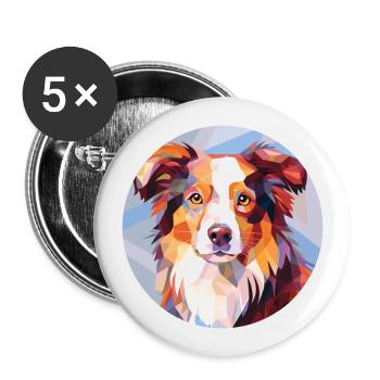 Miniature American Shepherd Dog Breed Watercolor - Buttons large 2.2''/56 mm (5-pack) - white - Front