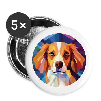 Nederlandse Kooikerhondje Dog Breed Aquarelle - Lot de 5 grands badges (56 mm) - blanc - Devant