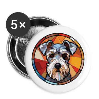Miniatur Schnauzer Hunderasse buntes Aquarell - Buttons groß 56 mm (5er Pack) - Weiß - Vorne