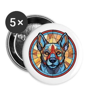 Norwegian Elkhound Dog Breed Colorful Watercolor - Buttons large 2.2''/56 mm (5-pack) - white - Front