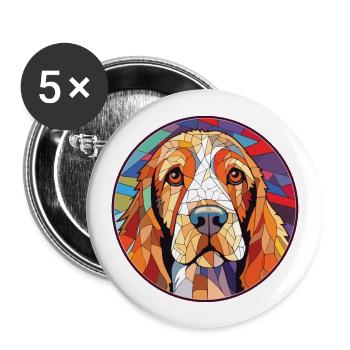 Petits Bassets Griffons Vendeen Hund Aquarell - Buttons groß 56 mm (5er Pack) - Weiß - Vorne