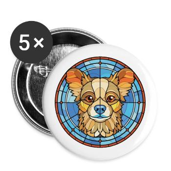 Russian Toy Dog Breed Watercolor Illustration - Buttons large 2.2''/56 mm (5-pack) - white - Front