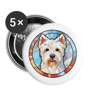 West Highland White Terrier Dog Breed Watercolor - Buttons large 2.2''/56 mm (5-pack) - white - Front