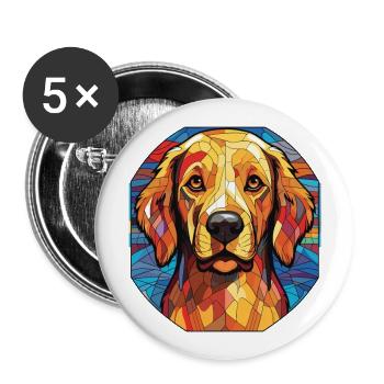 Golden Retriever Dog Breed Watercolor Illustration - Buttons large 2.2''/56 mm (5-pack) - white - Front
