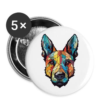 Dutch Shepherd Dog Breed Watercolor Illustration - Buttons large 2.2''/56 mm (5-pack) - white - Front