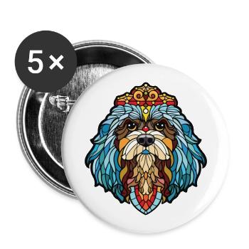Chinese Imperial Dog Breed Watercolor Illustration - Buttons large 2.2''/56 mm (5-pack) - white - Front