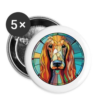 Afghan Hound Dog Breed Watercolor Illustration - Buttons large 2.2''/56 mm (5-pack) - white - Front