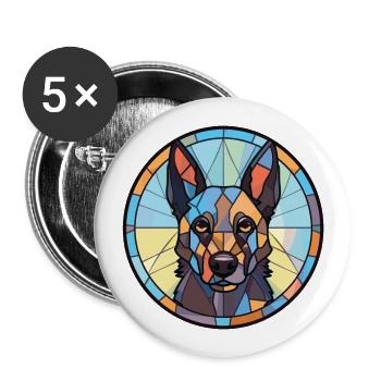 Berger Belge Groenendael race de chien aquarelle - Lot de 5 grands badges (56 mm) - blanc - Devant