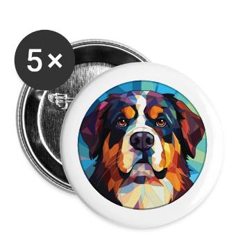 Berner Laufhund Hunderasse Aquarell Illustration - Buttons groß 56 mm (5er Pack) - Weiß - Vorne