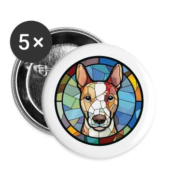 Bullterrier Miniatur Hunderasse Aquarellglas - Buttons groß 56 mm (5er Pack) - Weiß - Vorne