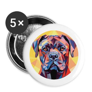 Cane Corso Dog Breed Watercolor Glass Illustration - Buttons large 2.2''/56 mm (5-pack) - white - Front