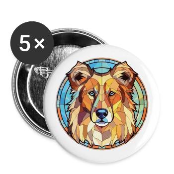 Karpaten-Schäferhund-Rasse buntes Aquarell - Buttons groß 56 mm (5er Pack) - Weiß - Vorne
