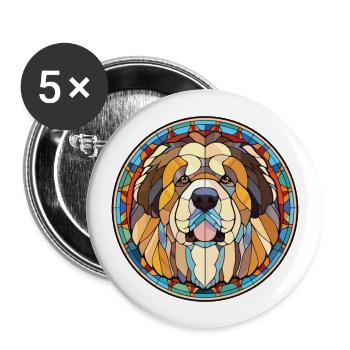 Caucasian Shepherd Dog Breed Colorful Watercolor - Buttons large 2.2''/56 mm (5-pack) - white - Front