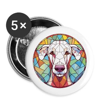 Bedlington Terrier chien race aquarelle colorée - Lot de 5 grands badges (56 mm) - blanc - Devant