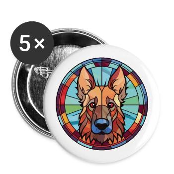 Berger belge Tervuren chien race aquarelle - Lot de 5 grands badges (56 mm) - blanc - Devant