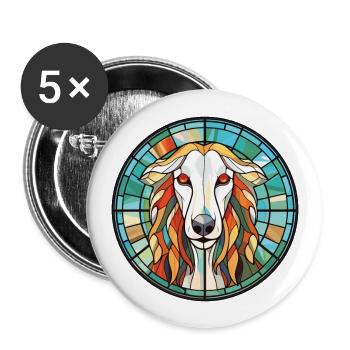 Borzoi Dog Breed Colorful Watercolor Illustration - Buttons large 2.2''/56 mm (5-pack) - white - Front